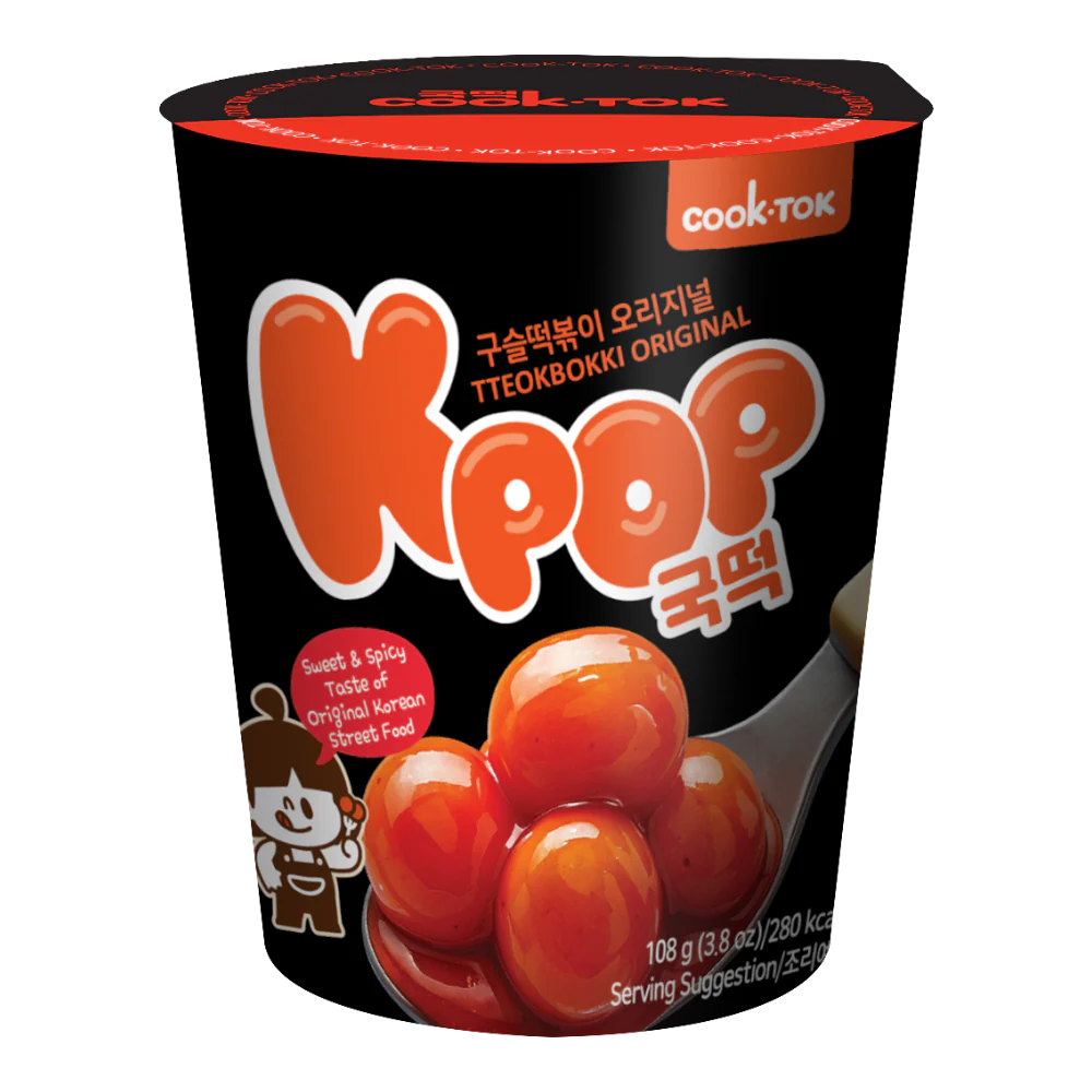 COOKTOK Instant Cup Ball Tteokbokki, Original (Hot & Sweet) 108g
