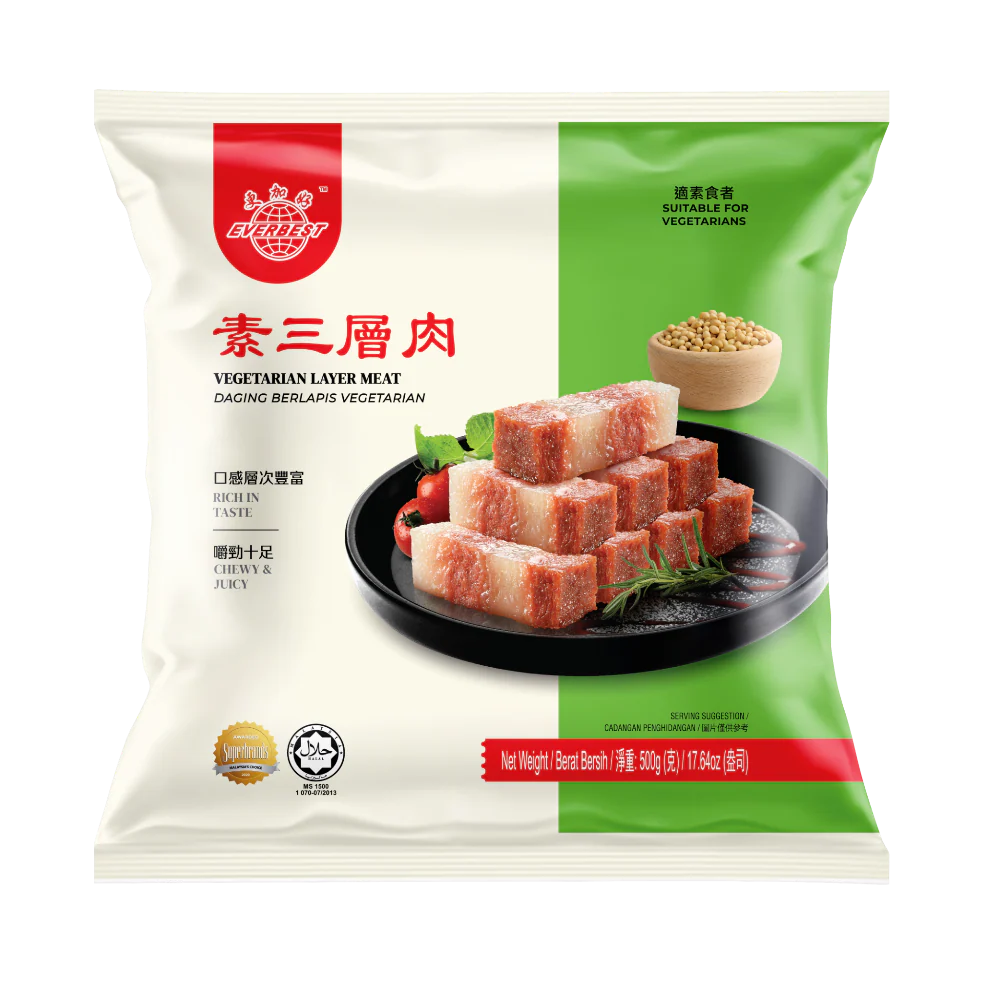 EVERBEST Vegetarian Layer Meat 500g (Frozen)