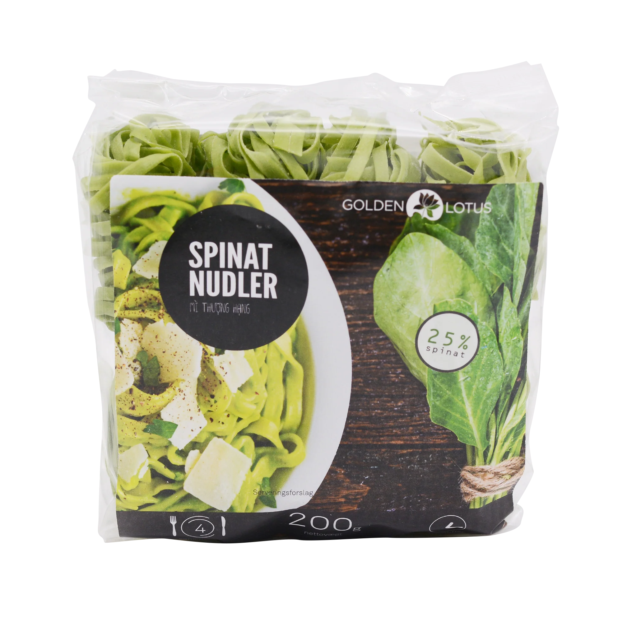 Golden Lotus Nudler, T?¸rrede Spinatnudler (Spinach Noodles) 200g