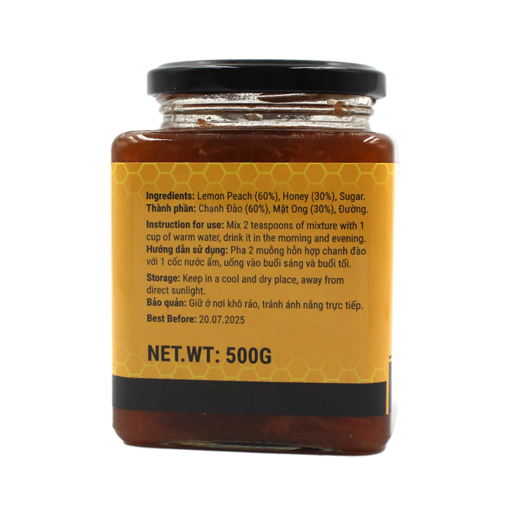 Golden Lotus Peach Lemon In Honey Syrup 500g - Image 3