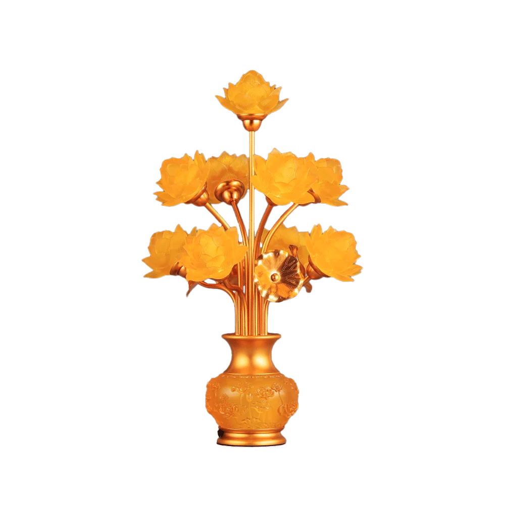 LONGDAN 9 - Flowers Lotus Lamp 20 Inches
