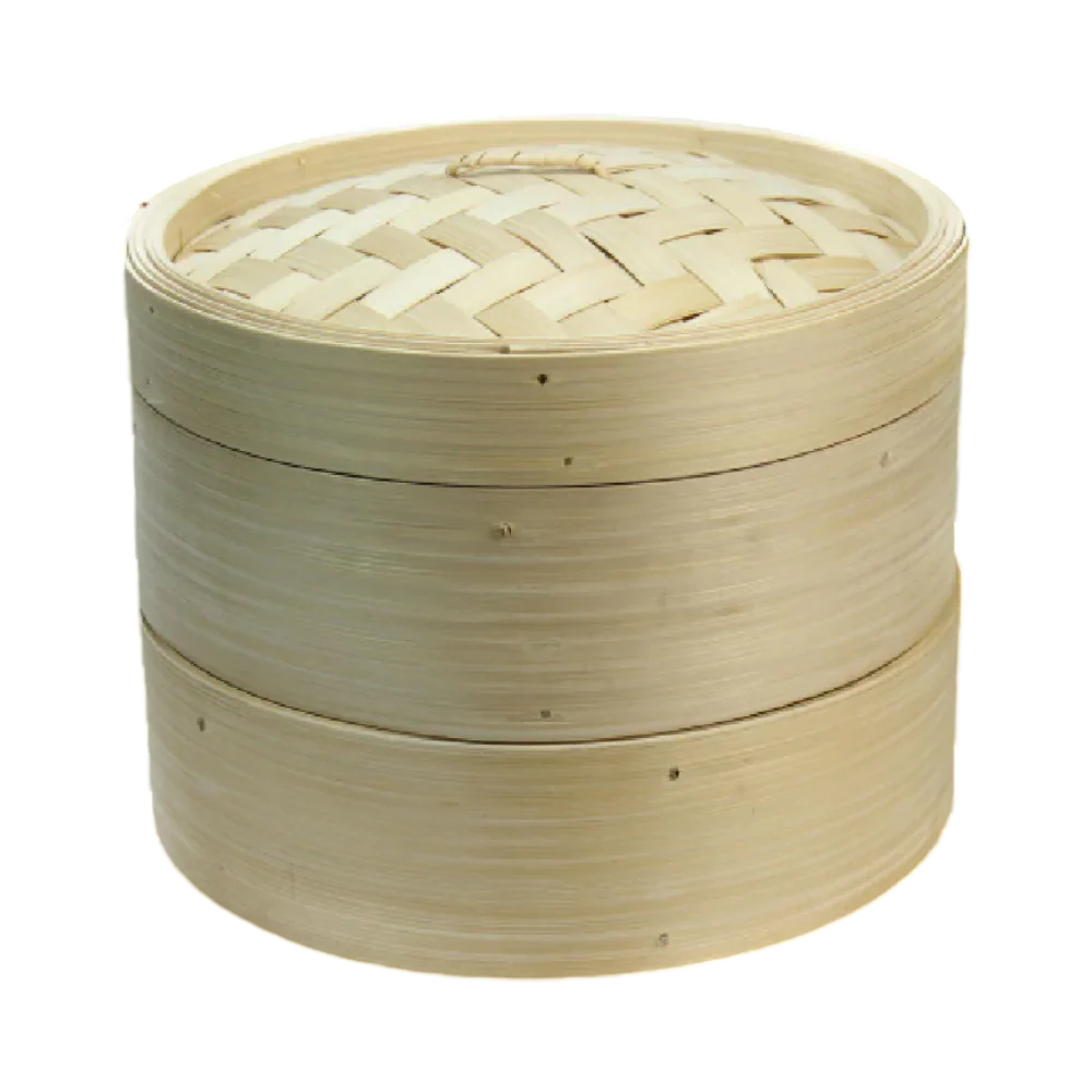 Longdan Bamboo Steamer Set 8 Inches (2 bases, 1 lid)