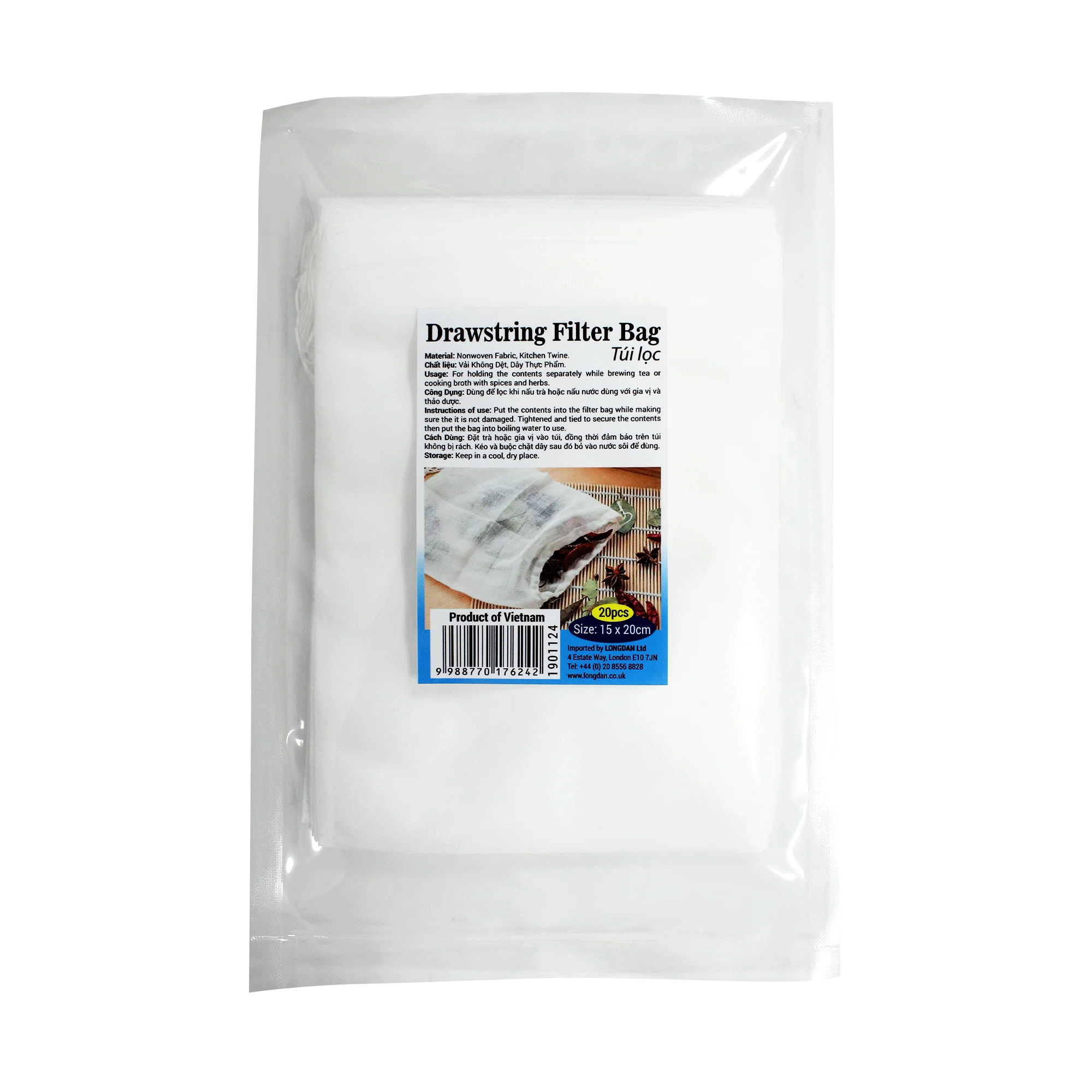 Longdan Drawstring Filter Bag 15cm x 20cm (20pcs)