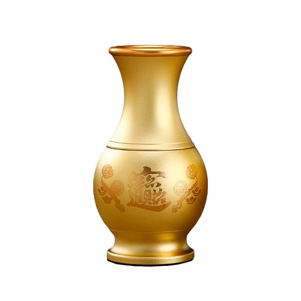 LONGDAN Fortune Golden Vase 9 Inches