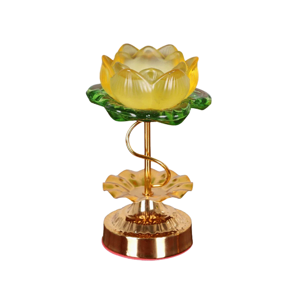 LONGDAN Lotus Crystal Candle Holder 6.5 Inches