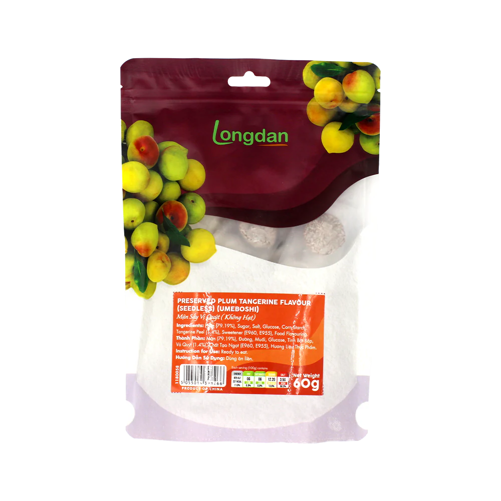 Longdan Preserved Plum Tangerine flavour (seedless) 60g