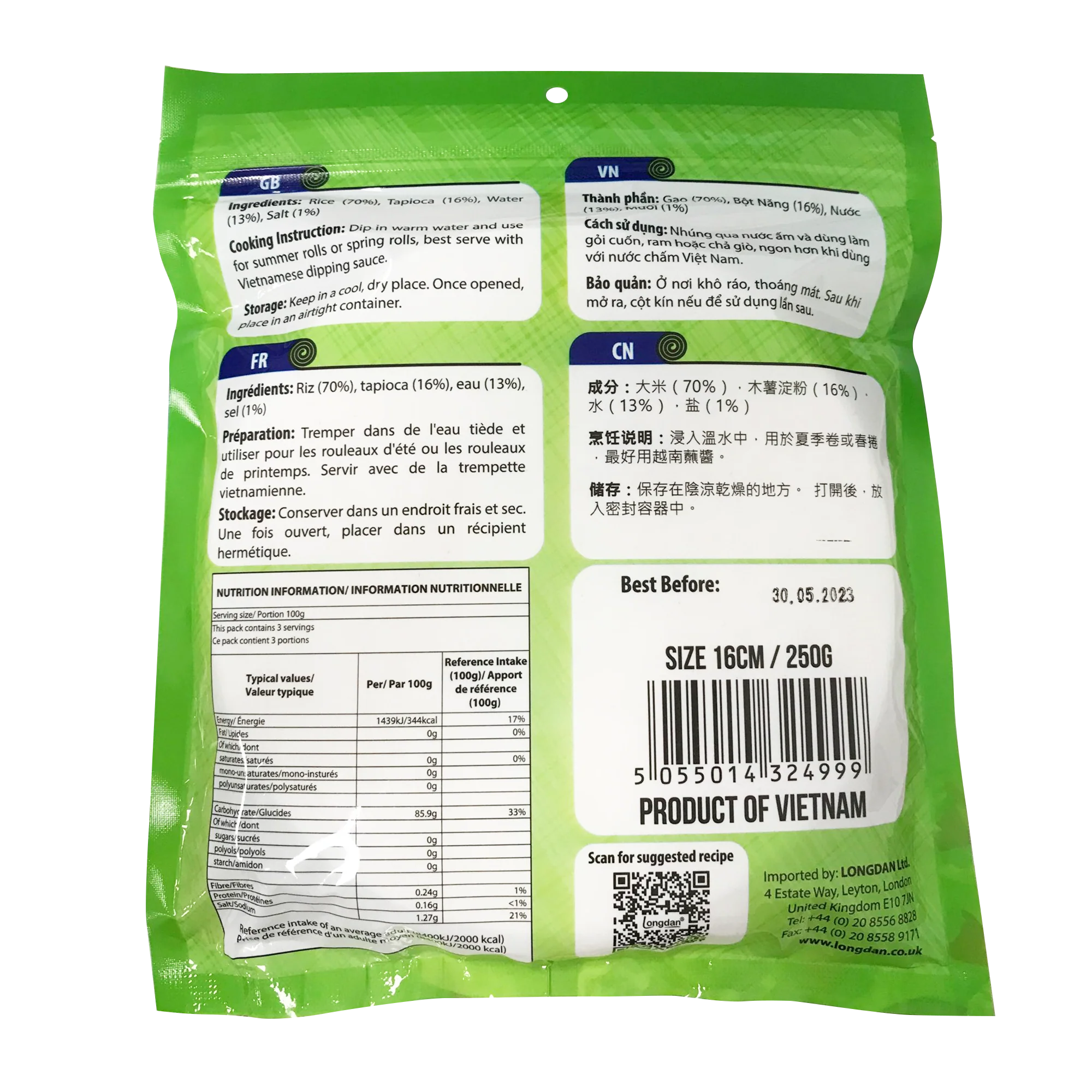 Longdan Rice Paper (Authentic) 16cm 250g (Case 40) - Image 2