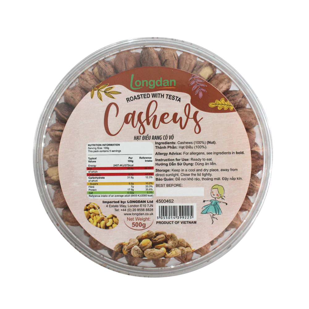 Longdan Roasted Cashews With Testa 500g