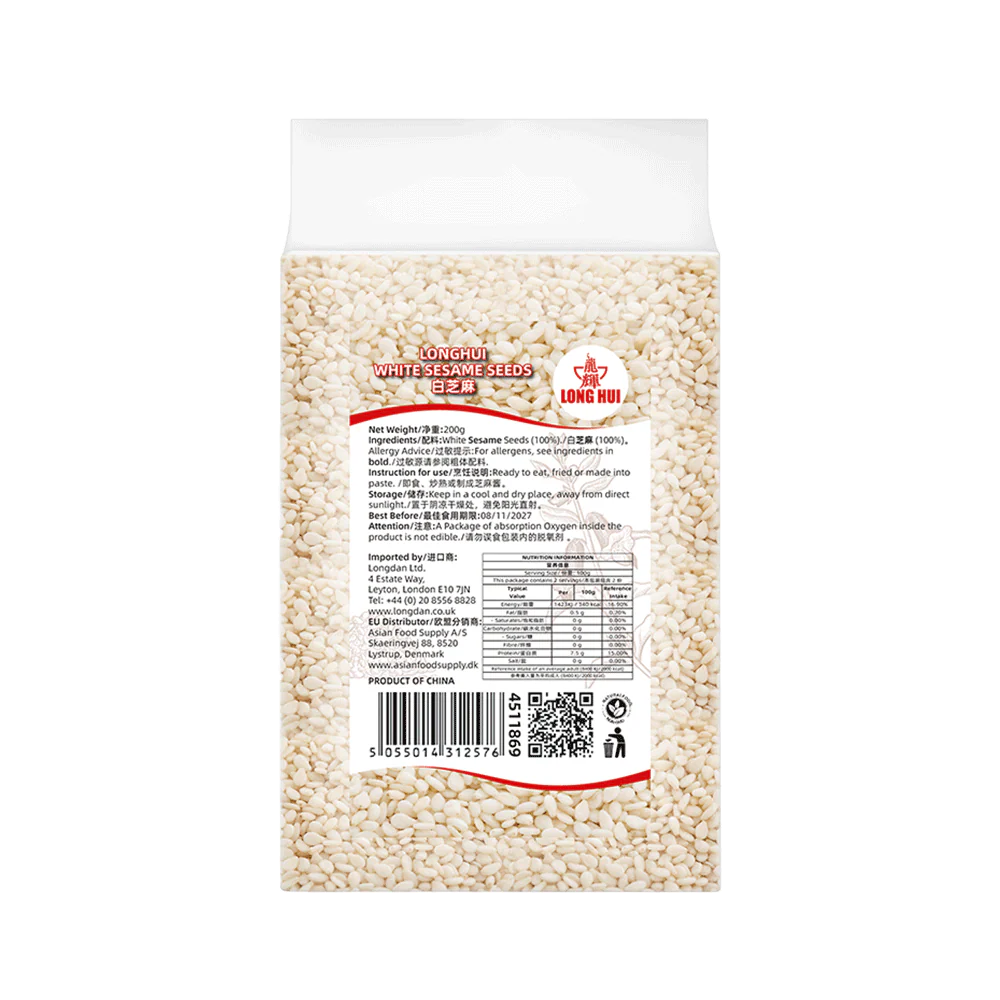 LONGHUI Vacuum-Packed White Sesame Seeds 200g