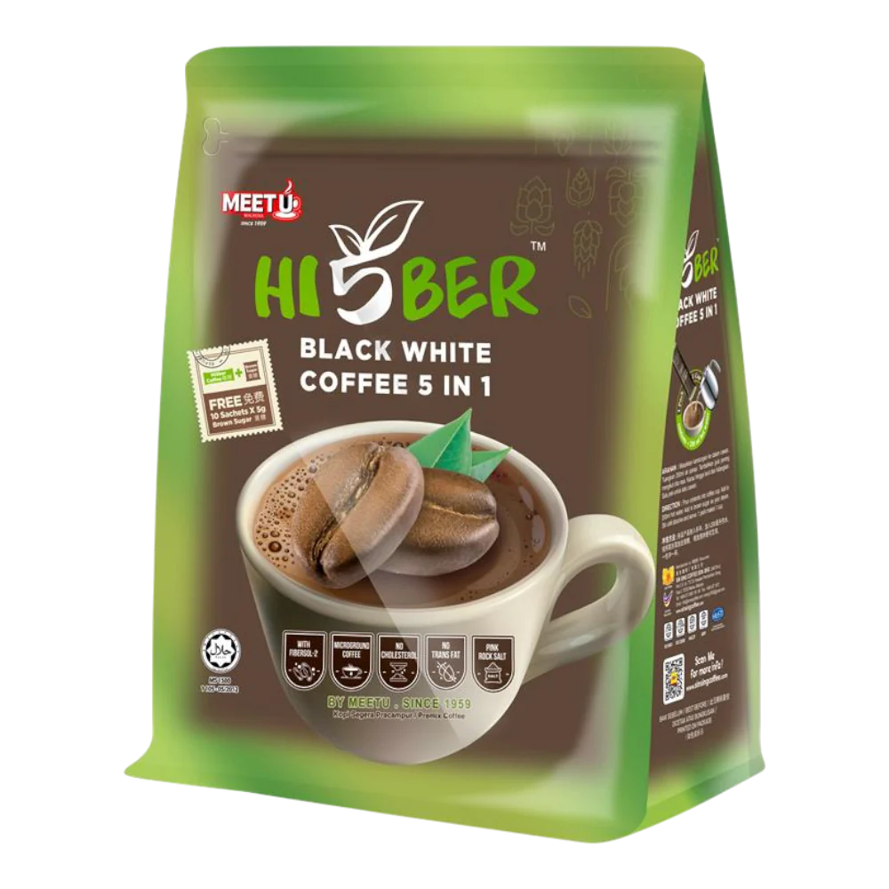 MEETU Hi5ber Black White Coffee 5in1 300g (Case 24)