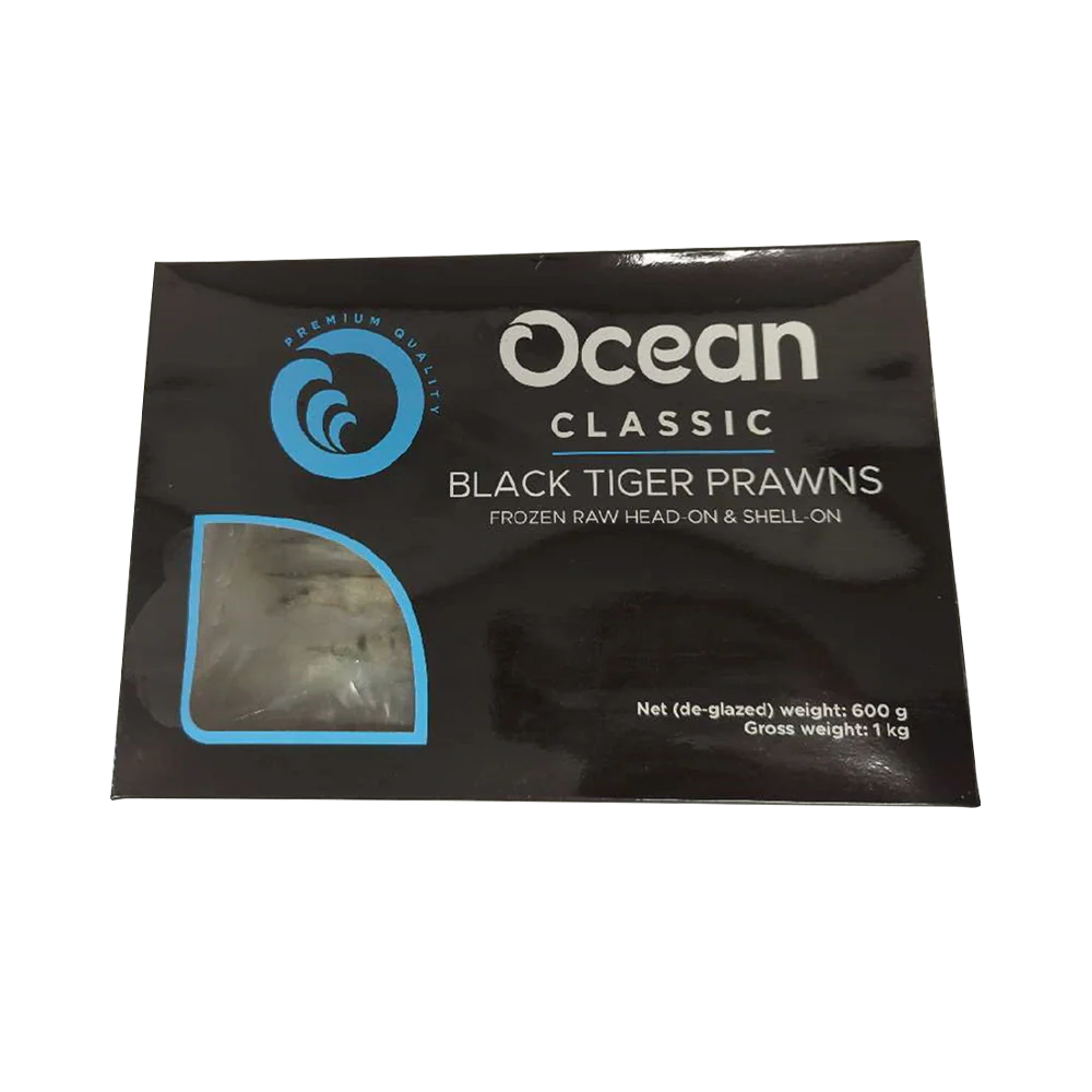 OCEAN CLASSIC Black Tiger HOSO 13/15 600g net (1kg Gr) (Frozen)