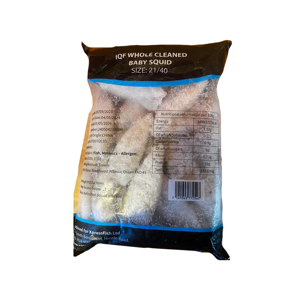 OCEAN XPRESS Baby Squid 21/40 1kg (800gnet) (Frozen) - Image 2