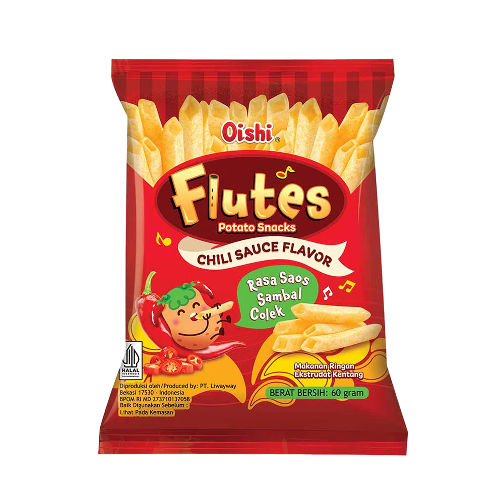 OISHI Flutes Potato Snacks Chili Sauce Flavor Flavor 60g