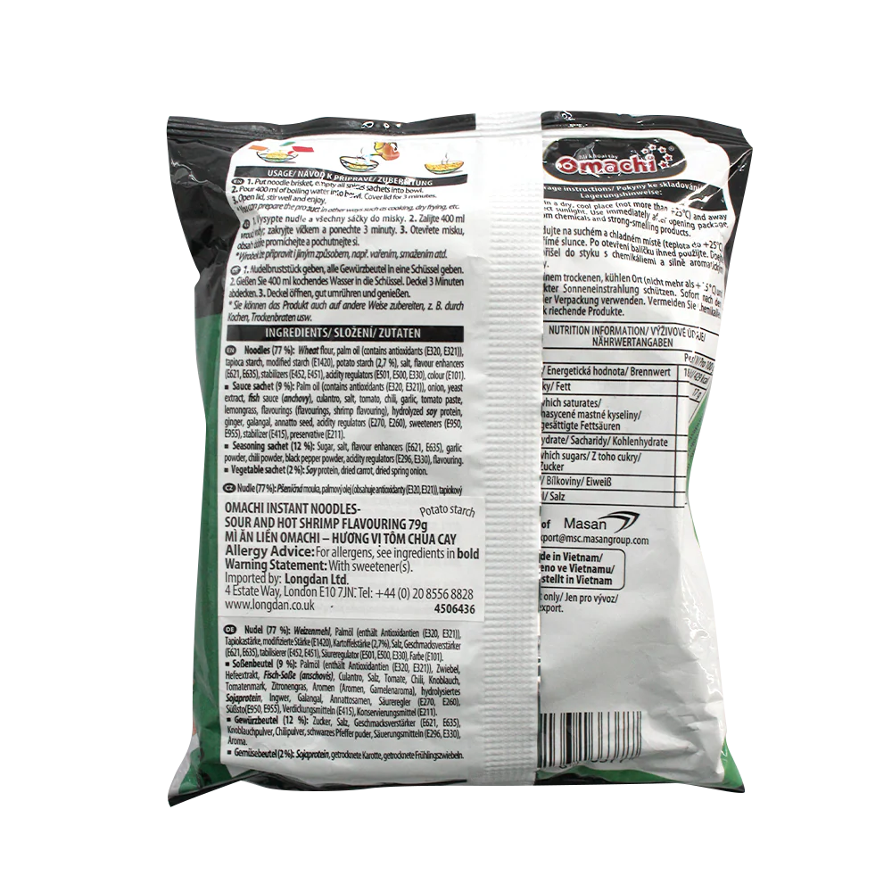 OMACHI Instant Noodles With Potato Starch _ Sour And Hot Shrimp Flavour 79g - Image 2