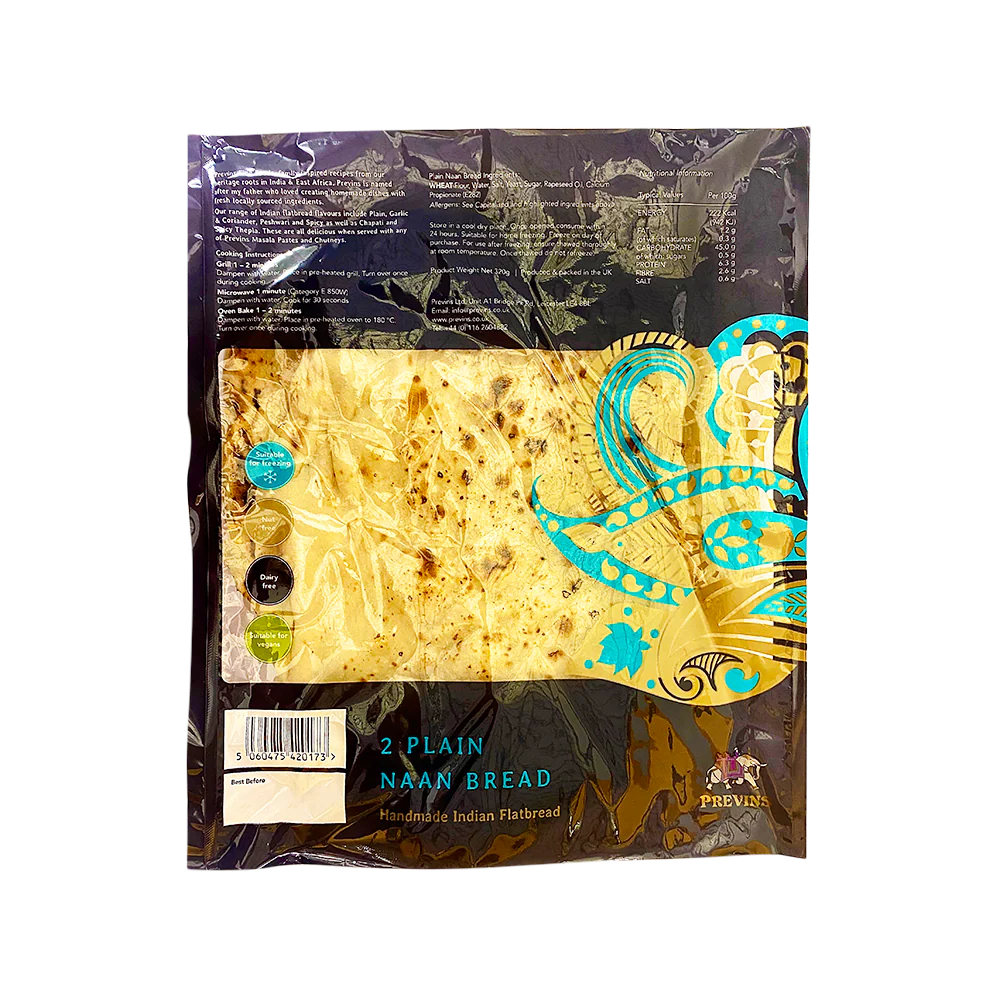 PREVINS Plain Tandoori Naan Bread 320g (BBD 20/12/2022)