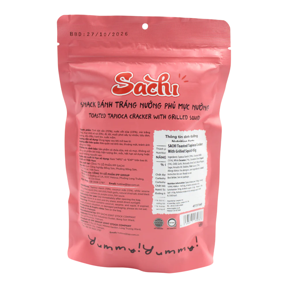 SACHI Toasted Tapioca Cracker With Grilled Squid 45g - Image 2