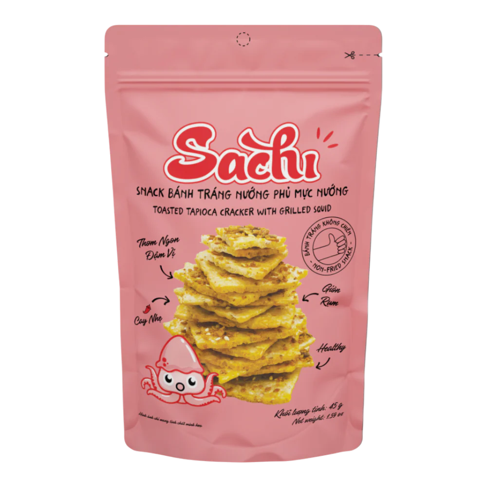 SACHI Toasted Tapioca Cracker With Grilled Squid 45g (Case 50)