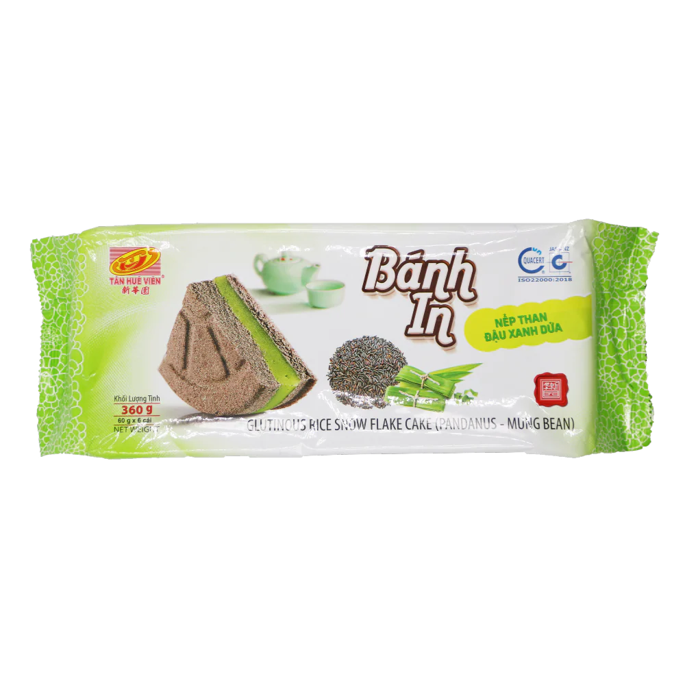 Tan Hue Vien Glutinous Rice Snow Flake Cake (Mungbean - Pandanus) 360g (Frozen)