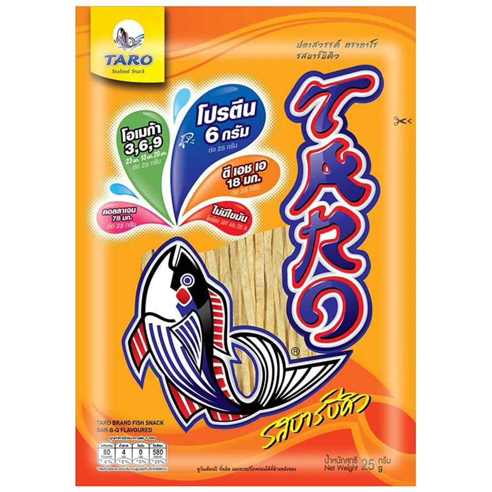 Taro Fish Line Snack BBQ (Orange) 25g