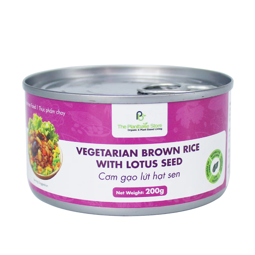 The Plantbase Store Canned Vegetarian Brown Rice With Lotus Seed 200g