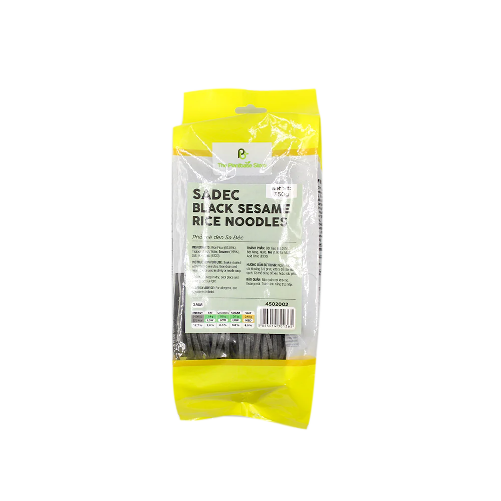 The Plantbase Store Sadec Black Sesame Rice Noodles 3mm 350g