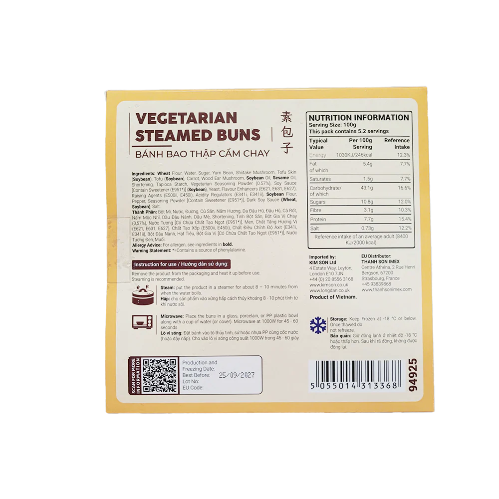 THE PLANTBASE STORE Vegetarian Steamed Buns (4pcs) 520g (Frozen) - Image 2