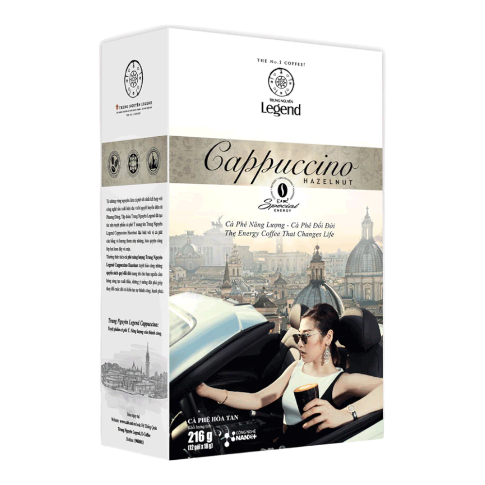 Trung Nguyen Legend Cappuccino Hazelnut Instant Coffee 216g (Case 12)