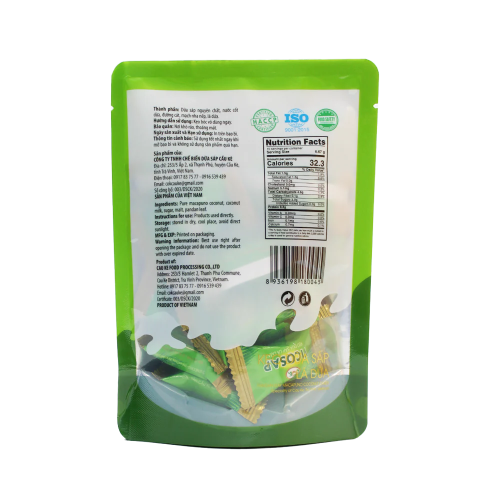 Vicosap Pandan Leaf Macapuno Coconut Candy 100g - Image 2
